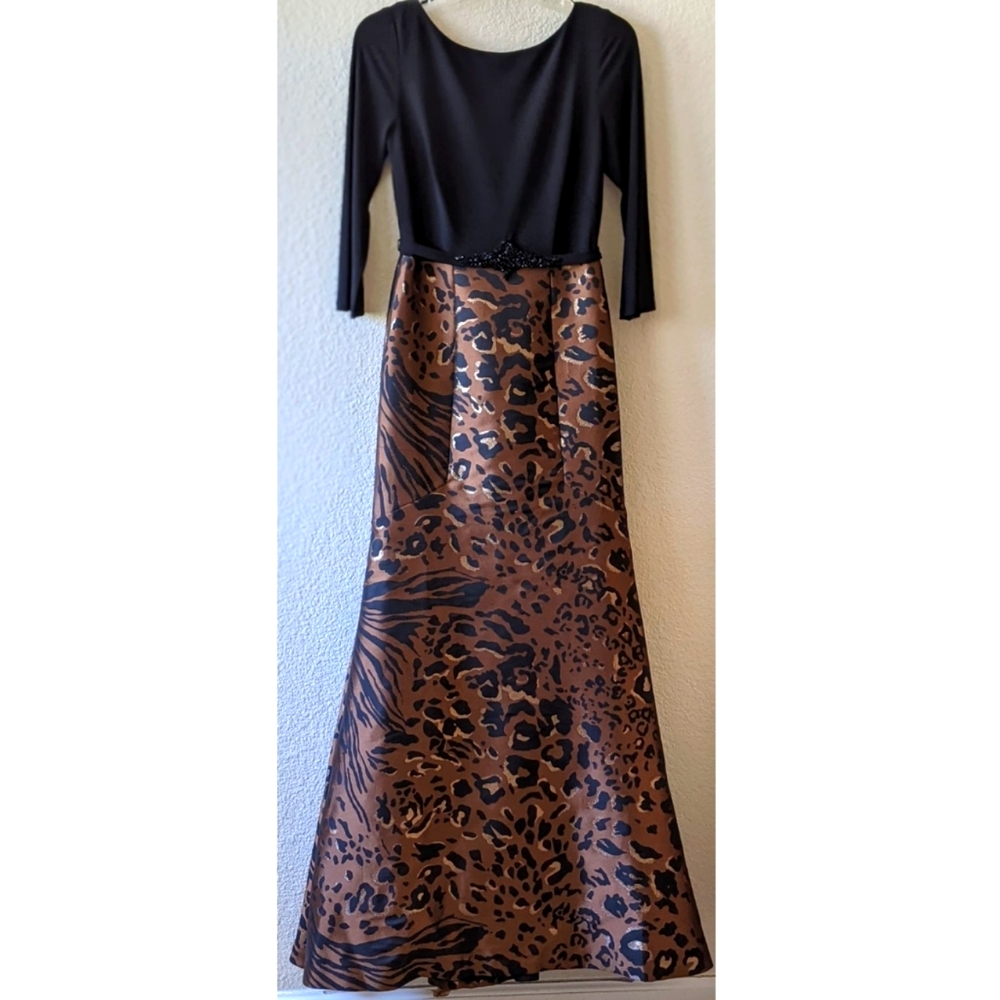Eliza J embellished multi media trumpet gown